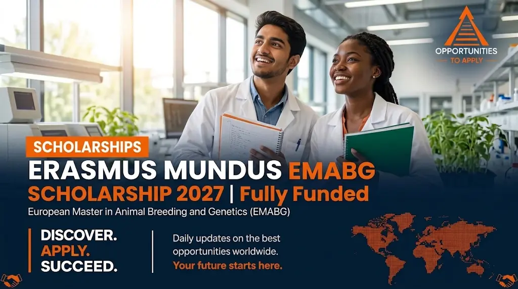 A professional promotional banner graphic on a dark navy-blue background with an orange and white color scheme. On the left side, bold white text reads "ERASMUS MUNDUS" directly ab